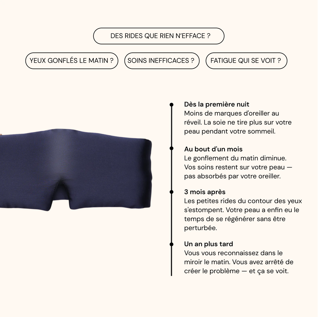 Masque de nuit bandeau 100% pure soie
